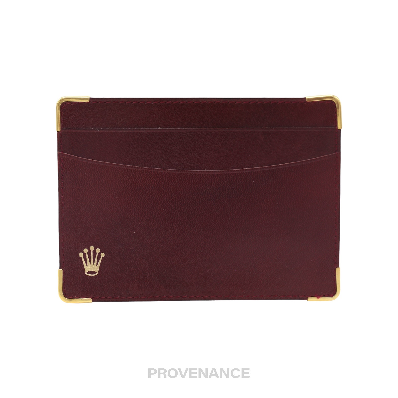 Rolex Card Holder Wallet  Burgundy Calfskin Leather